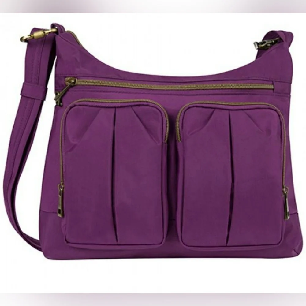 Travelon Anti-Theft Signature Twin Pocket Hobo Bag -  Lightweight.